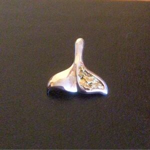 Sterling Silver Whale Tail Pendant with Gold Accent